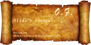 Ollár Ferenc névjegykártya